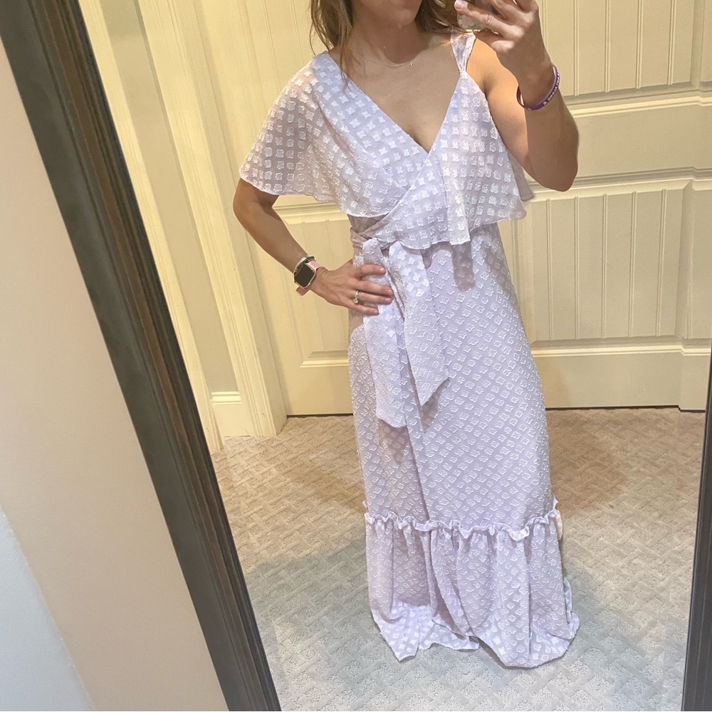 Light purple dress.  Perfect for spring! I wore for a spring wedding.